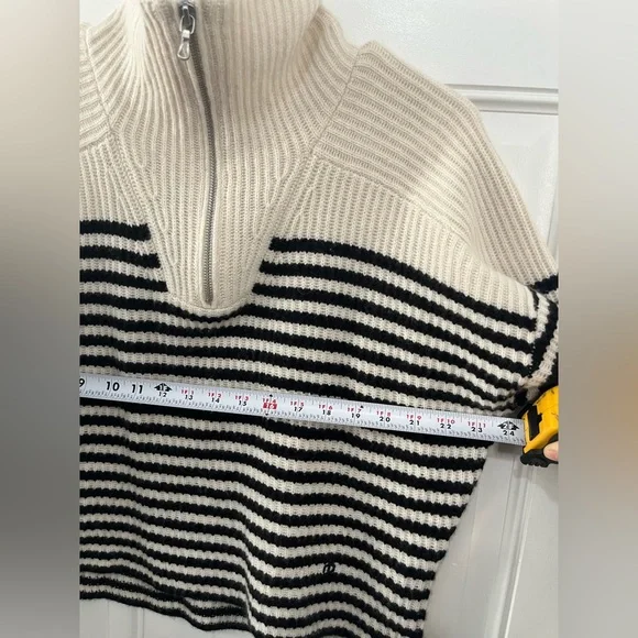 rag & bone Pierce Stand collar Long raglan sleeves Striped Cashmere Sweater XS - Picture 7 of 12